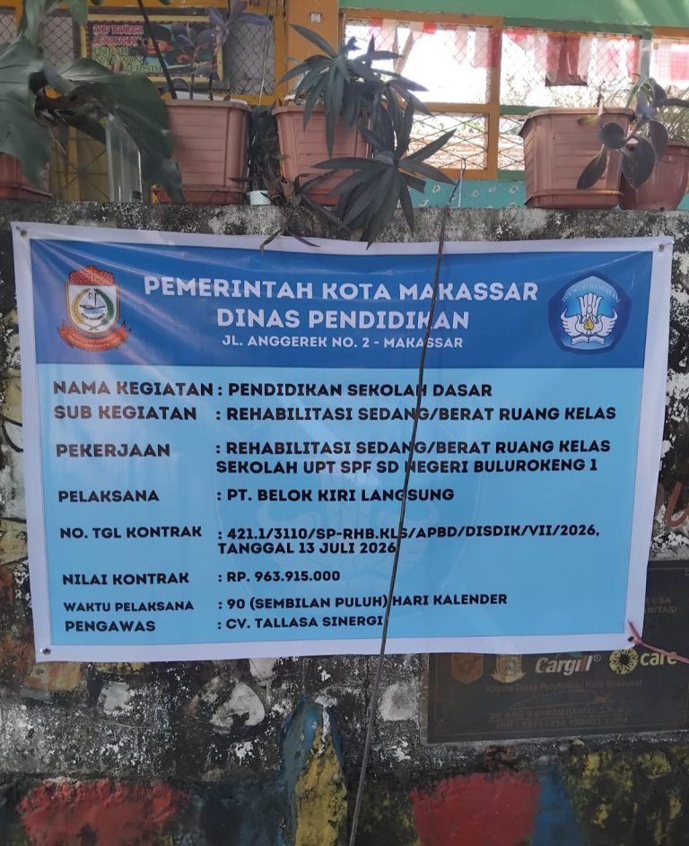 Rehabilitasi SDN Bulurokeng 1, Bukti Komitmen Pemkot Makassar Tingkatkan Mutu Pendidikan