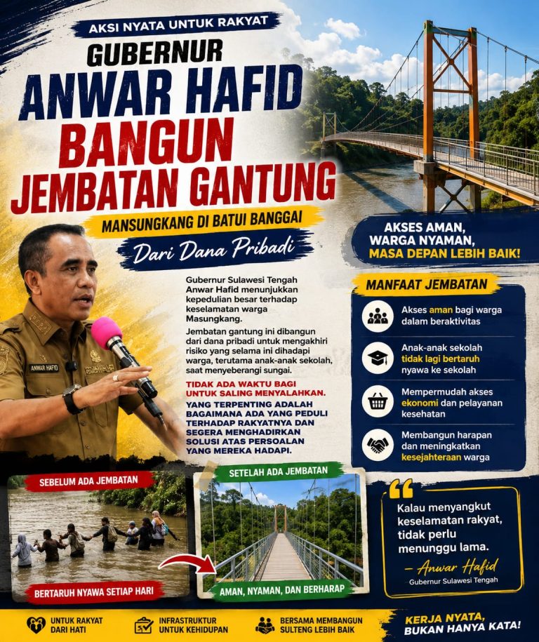 Aksi Nyata Gubernur: Anwar Hafid Bangun Jembatan Gantung dari Dana Pribadi untuk Warga Masungkang